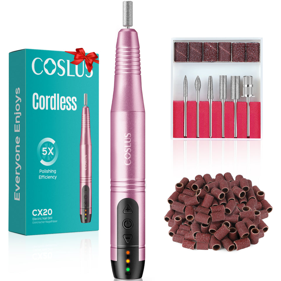 COSLUS CX20 Cordless Nail Drill Electric File: Professional for Acrylic Gel Dip Powder Nails, Portable All-in-One Nail Drill Machine Kit for Manicure & Pedicure, Rechargeable Lightweight img