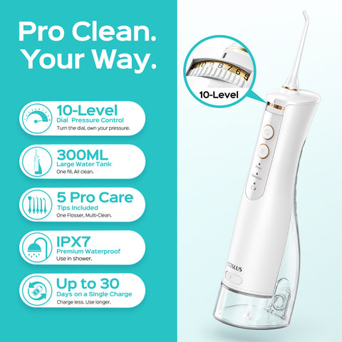 COSLUS E40 10-Level Dial Pressure Control Water Flosser img