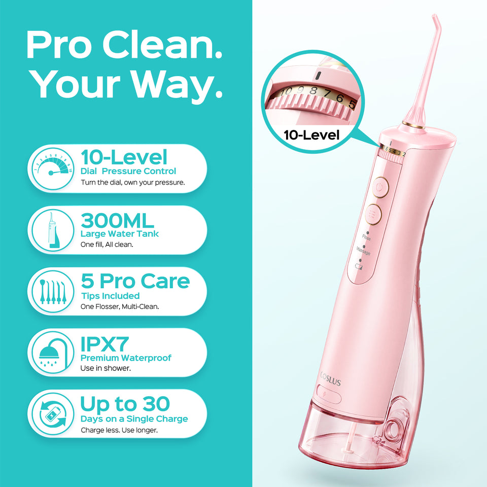 COSLUS E40 10-Level Dial Pressure Control Water Flosser img