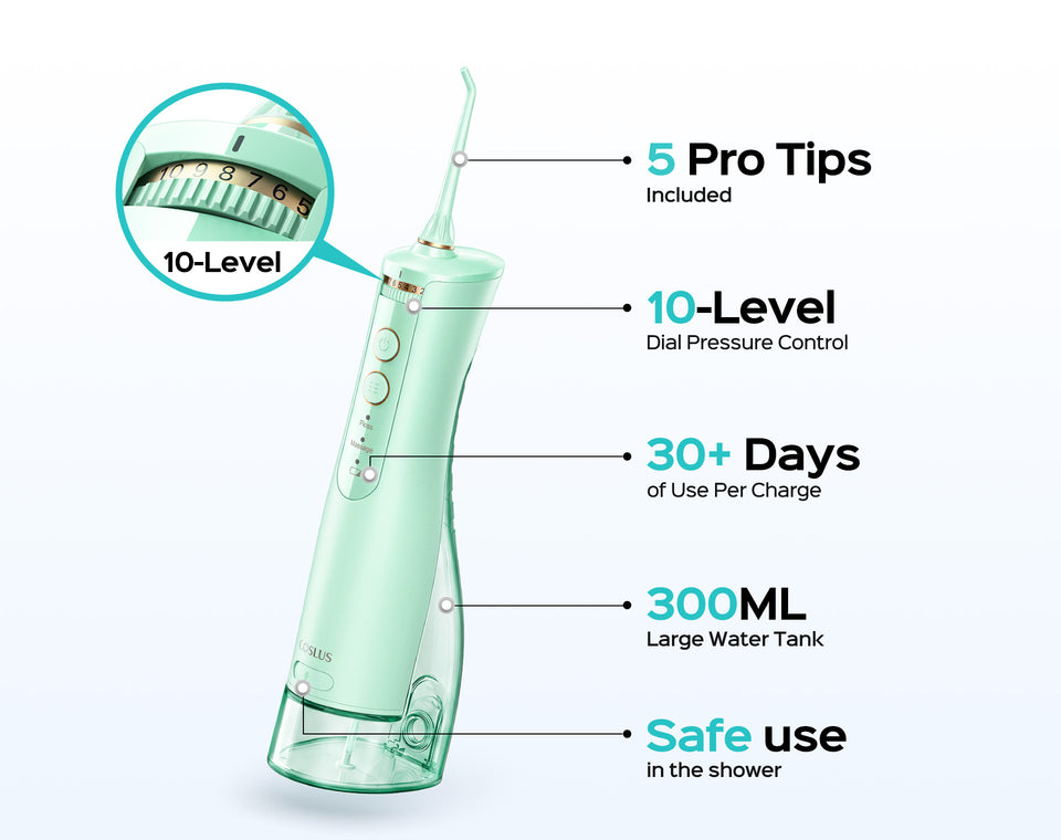 COSLUS E40 green water flosser with 10-level pressure control img