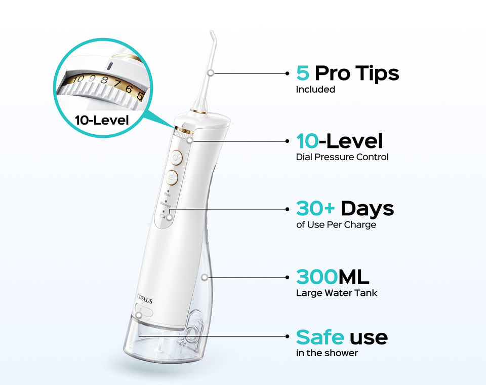 COSLUS E40 white water flosser with 10-level pressure control img