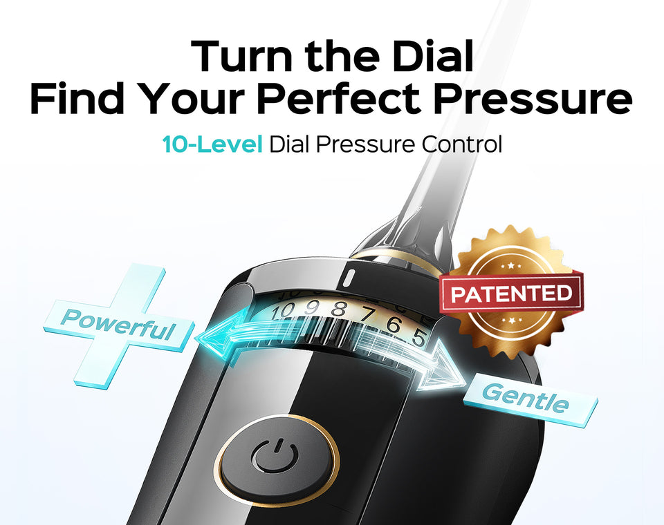 COSLUS E40 water flosser with 10-level dial pressure control from gentle to powerful img