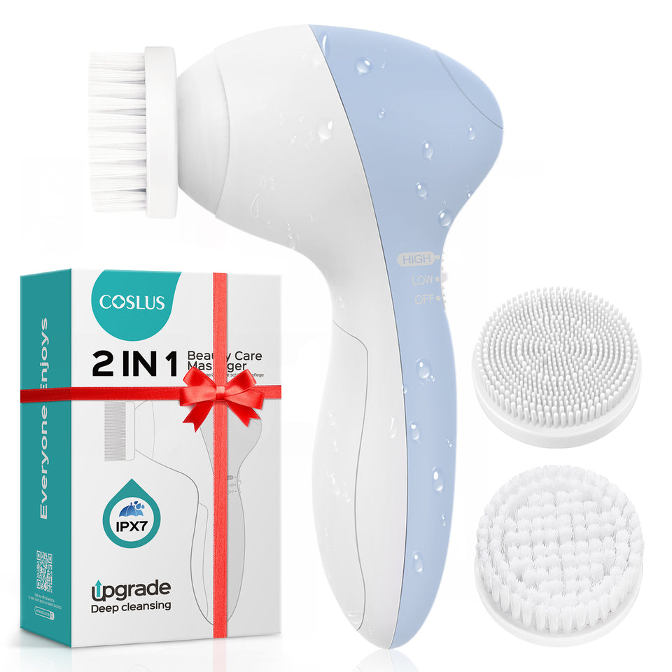 COSLUS P2017 Waterproof Facial Cleansing Spin Brush with 2 Brush Heads img