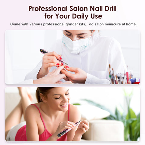 COSLUS CX20 Cordless Nail Drill Electric File: Professional for Acrylic Gel Dip Powder Nails, Portable All-in-One Nail Drill Machine Kit for Manicure & Pedicure, Rechargeable Lightweight img