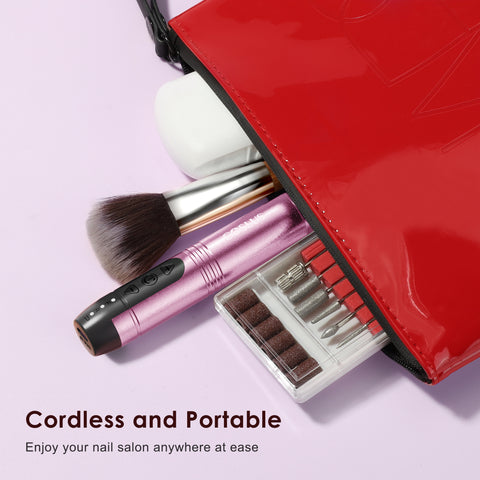 COSLUS CX20 Cordless Nail Drill Electric File: Professional for Acrylic Gel Dip Powder Nails, Portable All-in-One Nail Drill Machine Kit for Manicure & Pedicure, Rechargeable Lightweight img