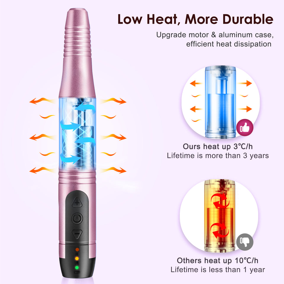 COSLUS CX20 Cordless Nail Drill Electric File: Professional for Acrylic Gel Dip Powder Nails, Portable All-in-One Nail Drill Machine Kit for Manicure & Pedicure, Rechargeable Lightweight img