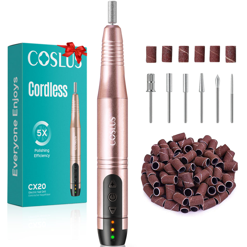 COSLUS CX20 Cordless Nail Drill Electric File: Professional for Acrylic Gel Dip Powder Nails, Portable All-in-One Nail Drill Machine Kit for Manicure & Pedicure, Rechargeable Lightweight img