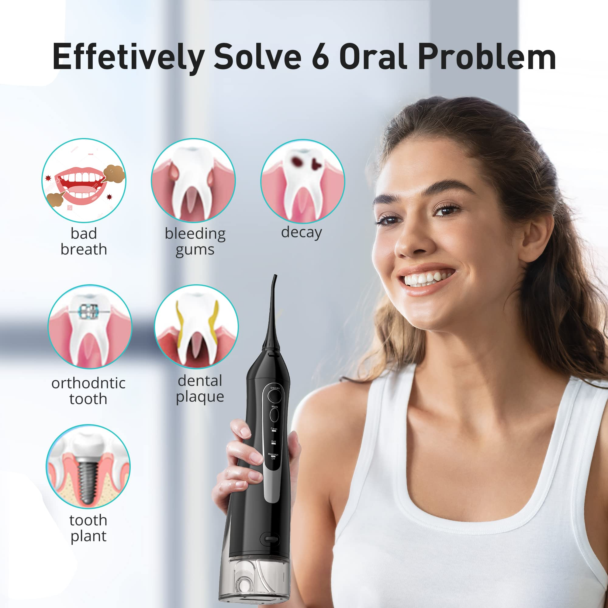 F5020E Water Dental Flosser 300ML for Teeth Cleaning